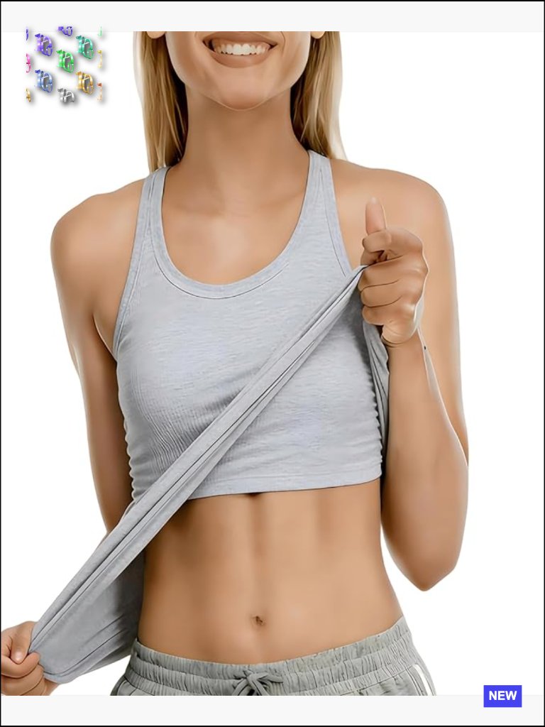 Slim Fit Tank Top With Built-In Bra Seamless Yoga Top Casual Wear